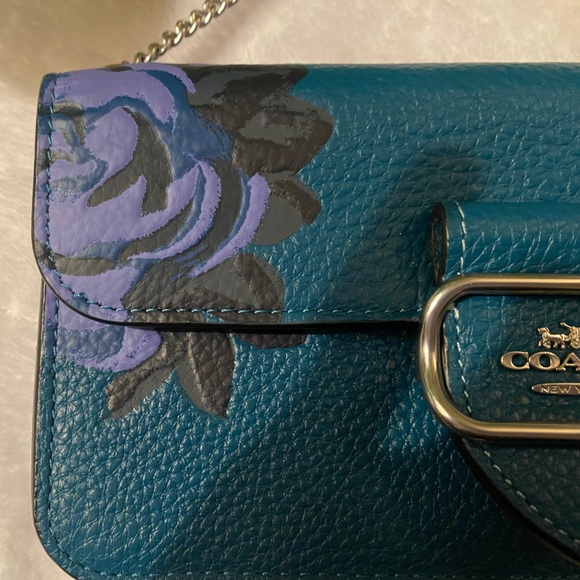 *SOLD* COACH Morgan Crossbody Turquoise with Jumbo Floral Print - Picture 7 of 14